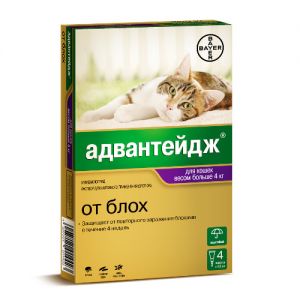 BAYER ADVANTAGE ДЛЯ КОШЕК ОТ БЛОХ 80 (4-8КГ ВЕСА) 1 ПИПЕТКА