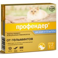 АНТИГЕЛЬМИНТИК ДЛЯ КОШЕК BAYER PROFENDER 1 ПИПЕТКА НА 2,5 - 5КГ 