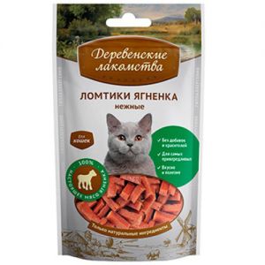 ЛАКОМСТВО ДЛЯ КОШЕК ДЕРЕВЕНСКИЕ ЛАКОМСТВА ЛОМТИКИ ЯГНЕНКА НЕЖНЫЕ