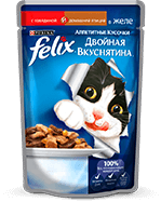 Феликс ( Felix) Аппетитные кусочки с говядиной и домашней птицей в желе