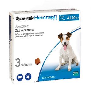 MERIAL ФРОНТЛАЙН НЕКСГАРД ТАБ.ЖЕВАТЕЛЬНЫЕ ДЛЯ СОБАК 4-10К