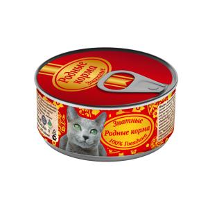 Консервы для кошек «Родные корма знатные с говядиной» 