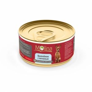 Консервы в соусе для собак Molina «Цыпленок с печенью»