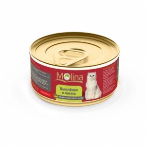 Консервы в желе для кошек Molina «Цыпленок и лосось»