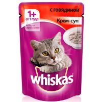 КОРМ ДЛЯ КОШЕК WHISKAS КРЕМ-СУП С ГОВЯДИНОЙ КОНС. ПАУЧ