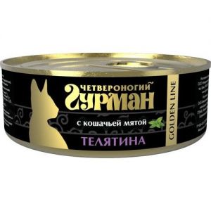 КОРМ ДЛЯ КОШЕК ЧЕТВЕРОНОГИЙ ГУРМАН ТЕЛЯТИНА С КОШАЧЬЕЙ МЯТОЙ НАТУРАЛЬНАЯ В ЖЕЛЕ КОНС. 