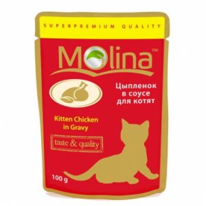 Влажный корм (пауч) для котят Molina "Цыпленок в соусе"