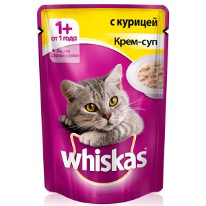 КОРМ ДЛЯ КОШЕК WHISKAS КРЕМ-СУП С КУРИЦЕЙ КОНС. ПАУЧ