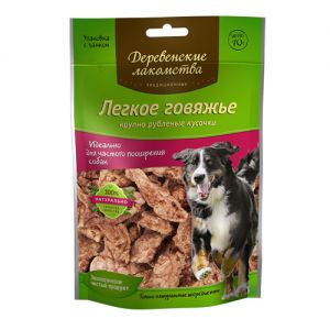 ЛАКОМСТВО ДЛЯ СОБАК ДЕРЕВЕНСКИЕ ЛАКОМСТВА ЛЕГКОЕ ГОВЯЖЬЕ КРУПНО РУБЛЕННЫЕ КУСОЧКИ,