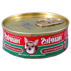 КОРМ ДЛЯ СОБАК ЧЕТВЕРОНОГИЙ ГУРМАН МЯСНОЕ АССОРТИ ПОТРОШКИ КОНС. С КОЛЬЦОМ.