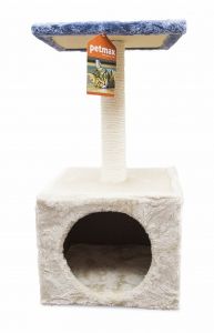 PETMAX ДОМ-КОГТЕТОЧКА VICENZA 55 СМ БЕЖЕВЫЙ ДОМ /СЕРАЯ ПОЛКА (ДОМ 30Х30)