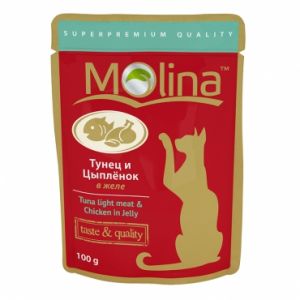 Влажный корм (пауч) для кошек Molina «Тунец и цыпленок в желе»