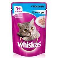 КОРМ ДЛЯ КОШЕК WHISKAS КРЕМ-СУП С ЛОСОСЕМ КОНС. ПАУЧ