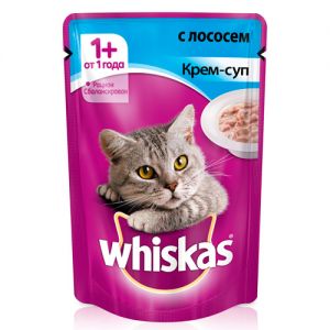 КОРМ ДЛЯ КОШЕК WHISKAS КРЕМ-СУП С ЛОСОСЕМ КОНС. ПАУЧ