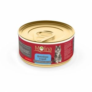 Консервы в желе для кошек Molina «Цыпленок и краб»