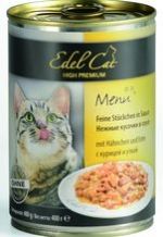 Влажные корма Edel Cat  Кусочки в соусе Курица и утка