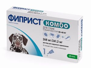 ФИПРИСТ KRKA КОМБО КАПЛИ ОТ БЛОХ И КЛЕЩЕЙ ДЛЯ СОБАК 20-40 КГ