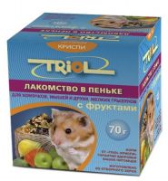 ЛАКОМСТВО ДЛЯ МЕЛКИХ ГРЫЗУНОВ ТРИОЛ-КРИСПИ В ПЕНЬКЕ С ФРУКТАМИ, УП. 70Г