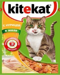 КОРМ ДЛЯ КОШЕК КИТЕКАТ КУРИЦА В ЖЕЛЕ, ПАК. 85Г