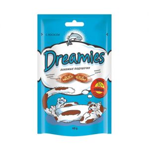 ЛАКОМСТВО ДЛЯ КОШЕК DREAMIES ЛАКОМЫЕ ПОДУШЕЧКИ С ЛОСОСЕМ