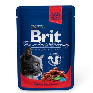 КОРМ ДЛЯ КОШЕК BRIT PREMIUM CAT ГОВЯДИНА И ГОРОШЕК КОНС. ПАУЧ