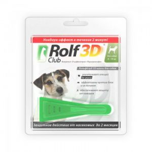 RolfClub 3D капли от клещей и блох для собак от 4 до 10 кг